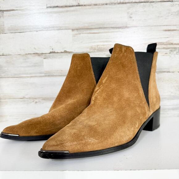 Acne Studios Boot Women Size 37 Jensen Metal-Tip Point Toe Suede Western Booties - Picture 1 of 9